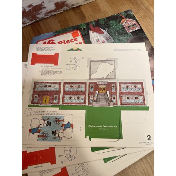 VTG 16 Piece Set Tree Ornaments Christmas Village Jeanmarie Creations Complete - Picture 3 of 8